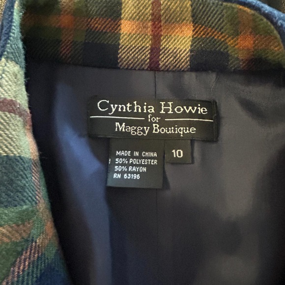 Vintage Heritage Tartan Plaid Maxi Dress Size 10 Velvet Collar Button Front - Picture 7 of 8